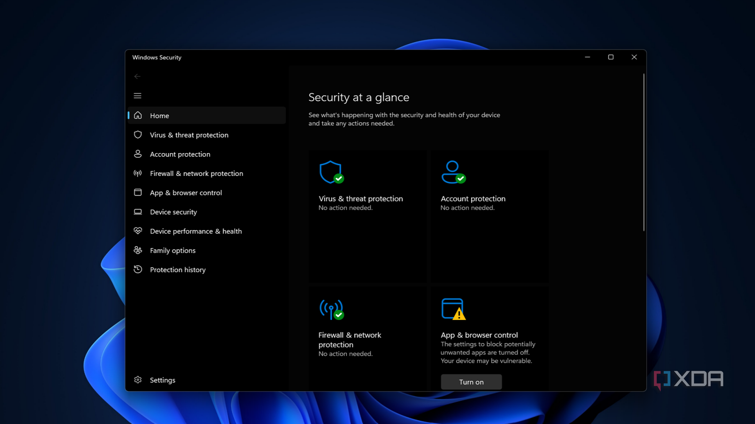 Screenshot showing Windows Security app in Windows 11