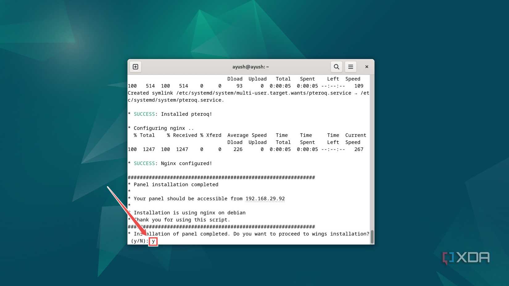 The procedure to initiate the Wings installation in Debian