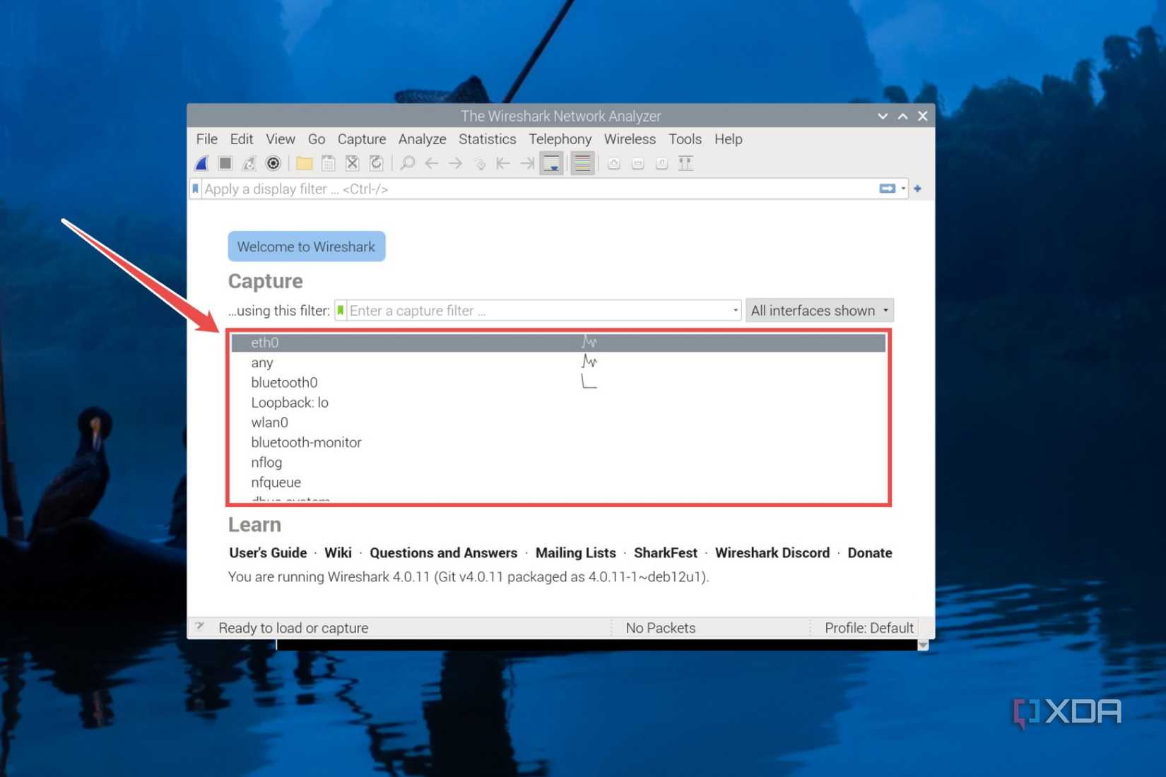 The procedure to check the data packets in network interfaces