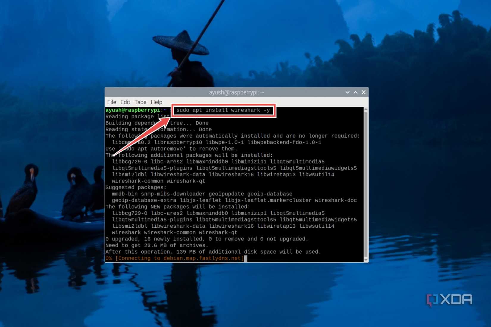The command to install Wireshark
