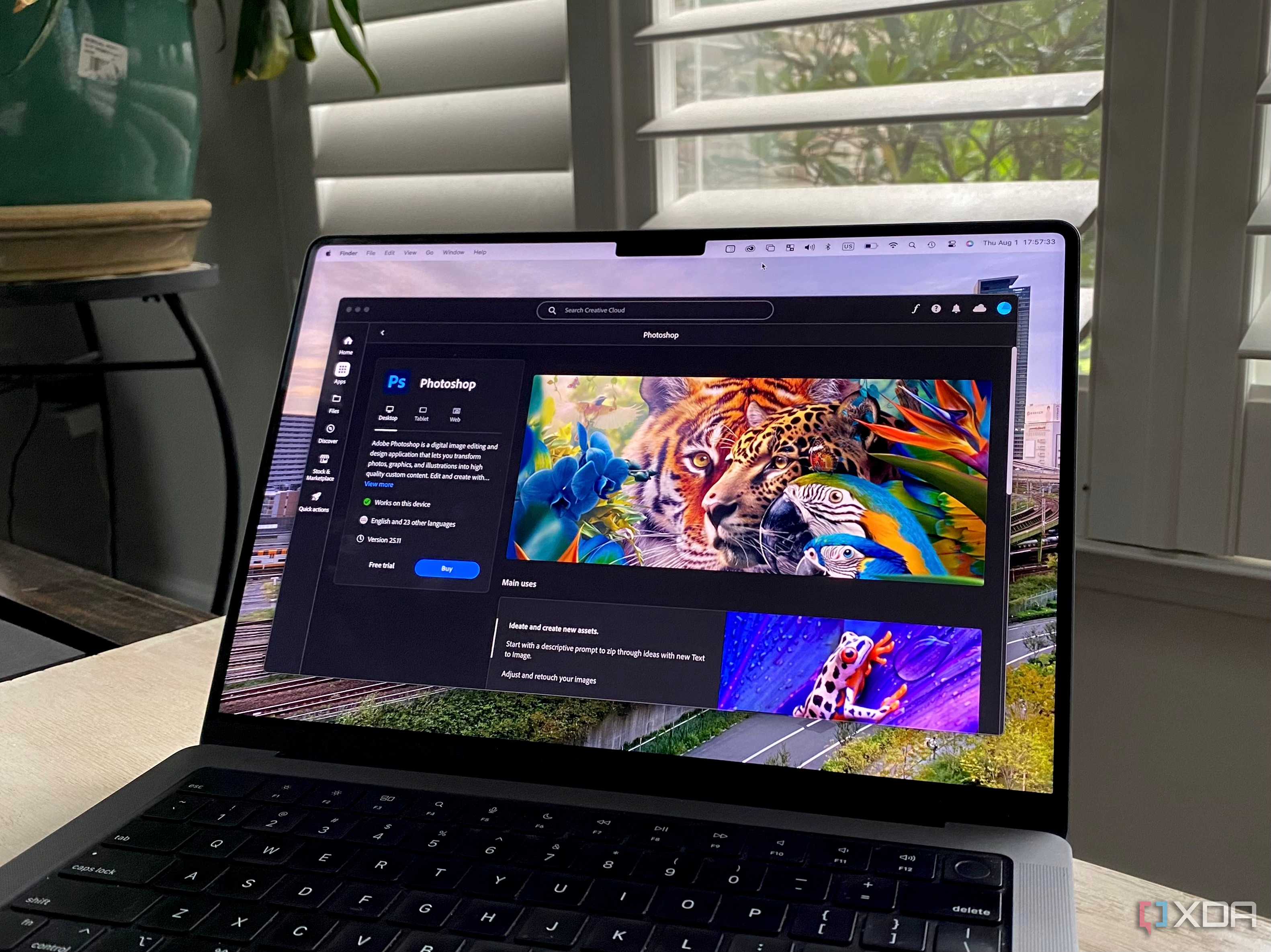 Adobe Creative Cloud application showing Photoshop on a MacBook Pro