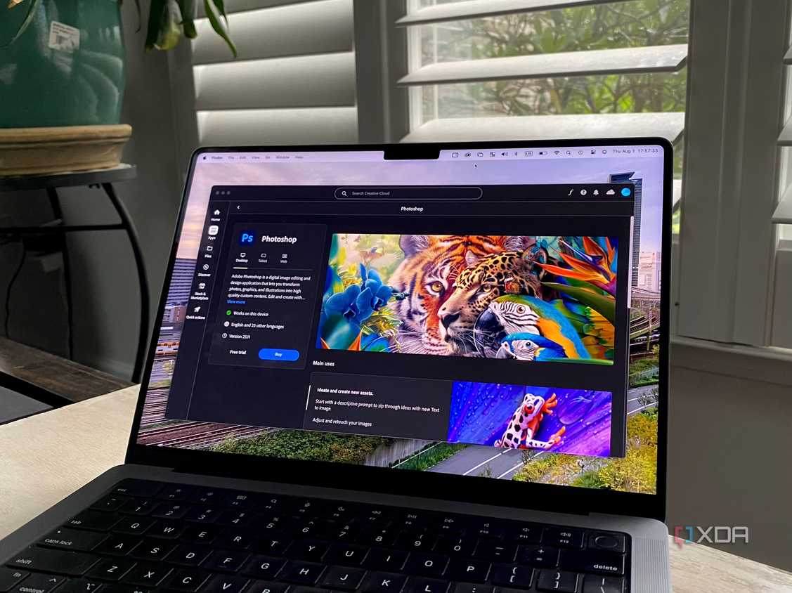 Adobe Creative Cloud application showing Photoshop on a MacBook Pro
