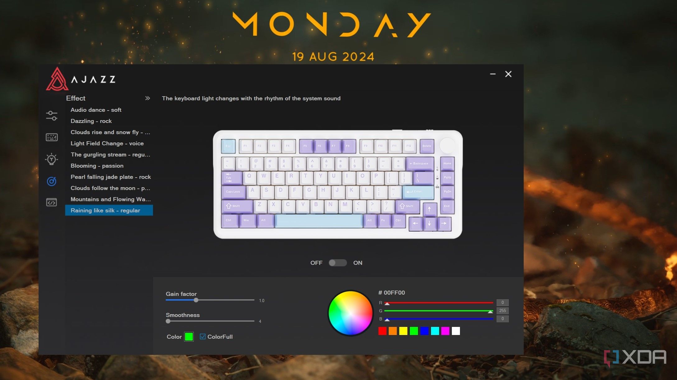 Ajazz AK820 Max keyboard software showing RGB music effects