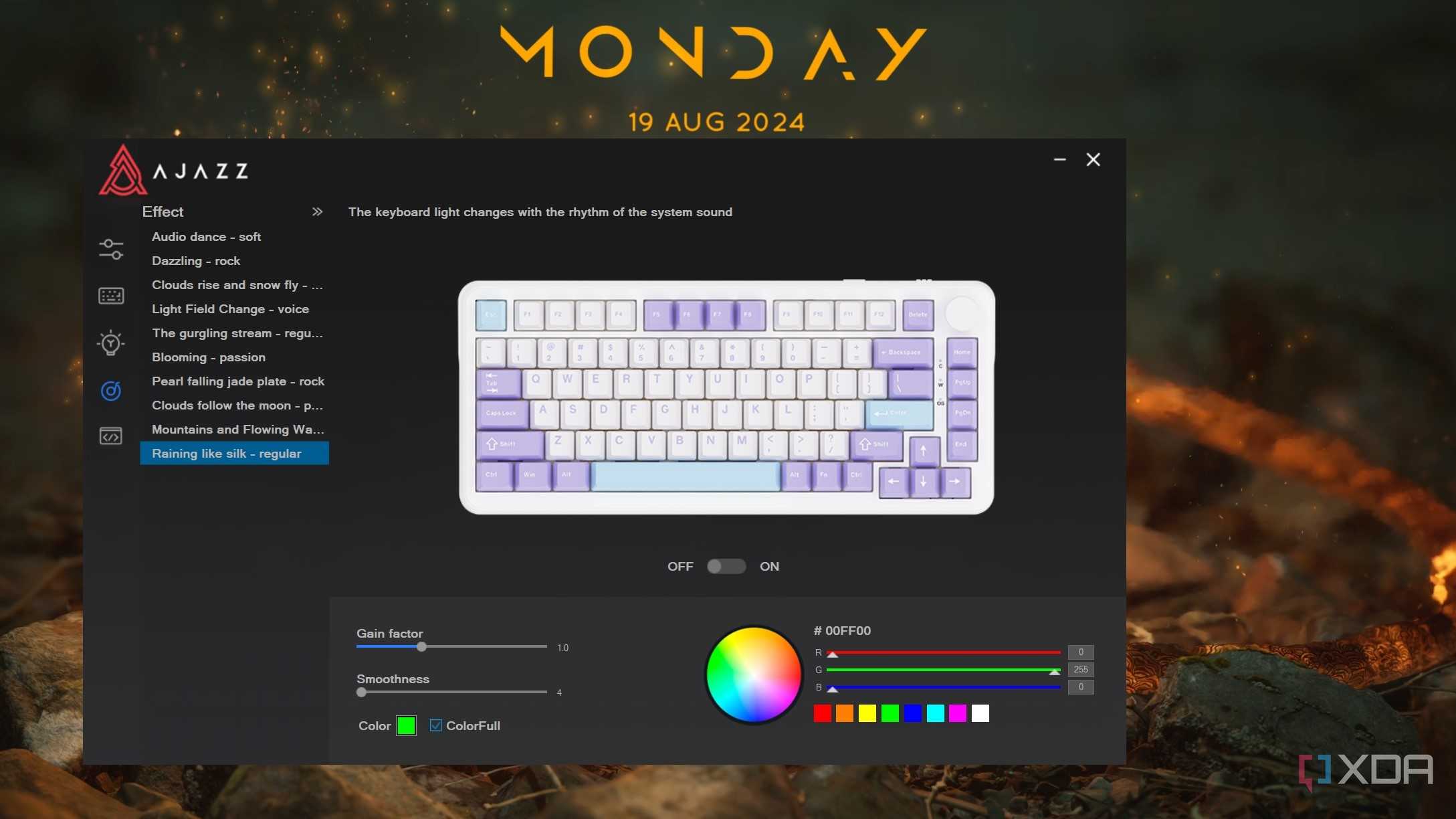 Ajazz AK820 Max keyboard software showing RGB music effects