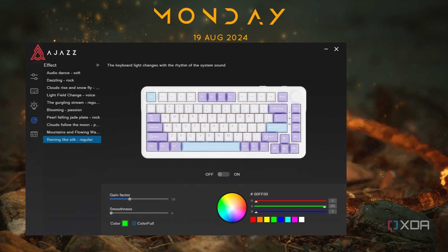 Ajazz AK820 Max keyboard software showing RGB music effects