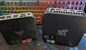amd and intel mini pcs next to each other