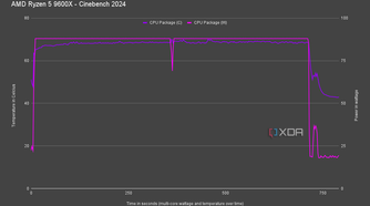 AMD Ryzen 5 9600X Cinebench 2024 power draw and temperatures