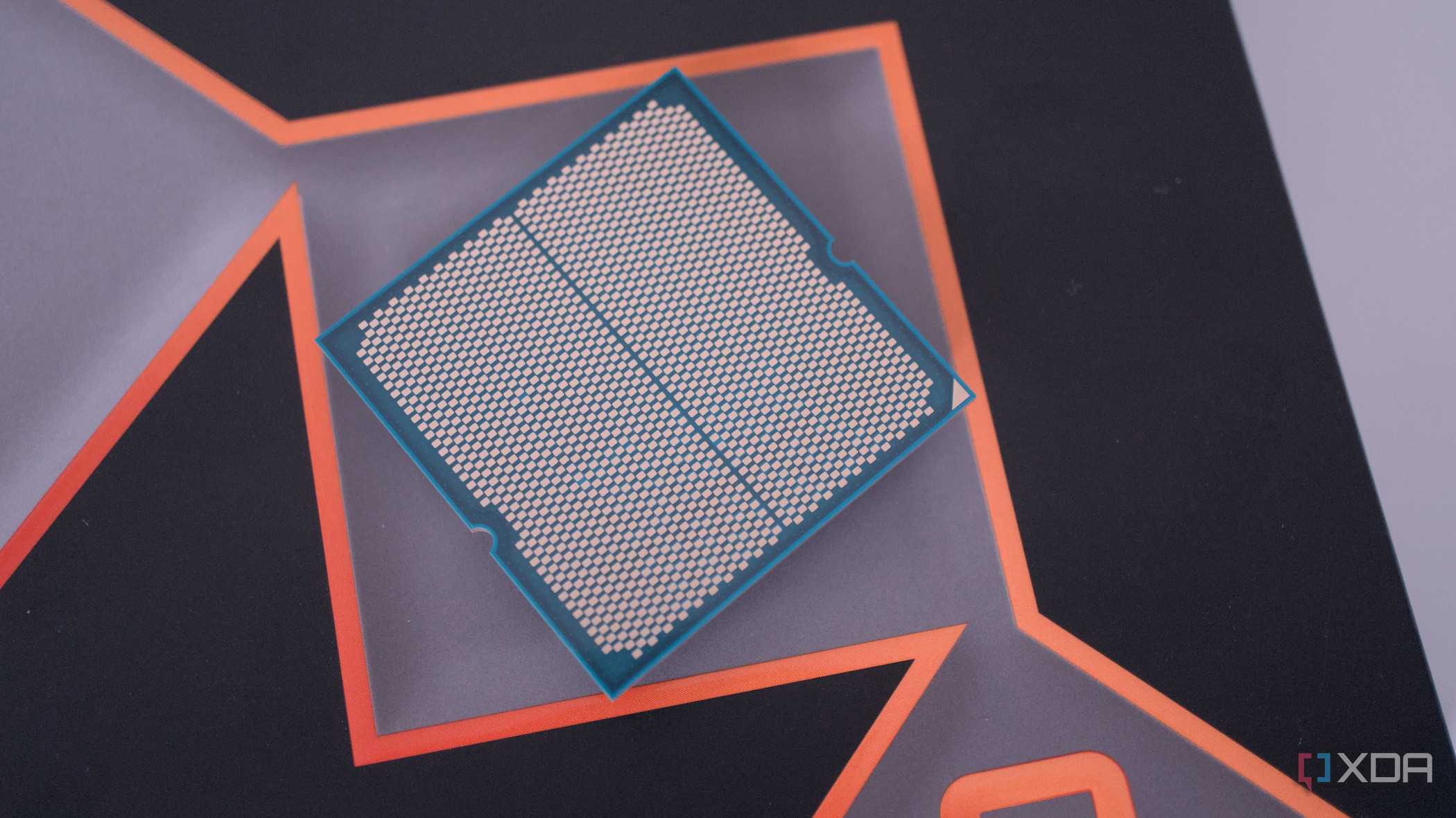 An image of the AMD Ryzen 9 9950X processor's contacts.