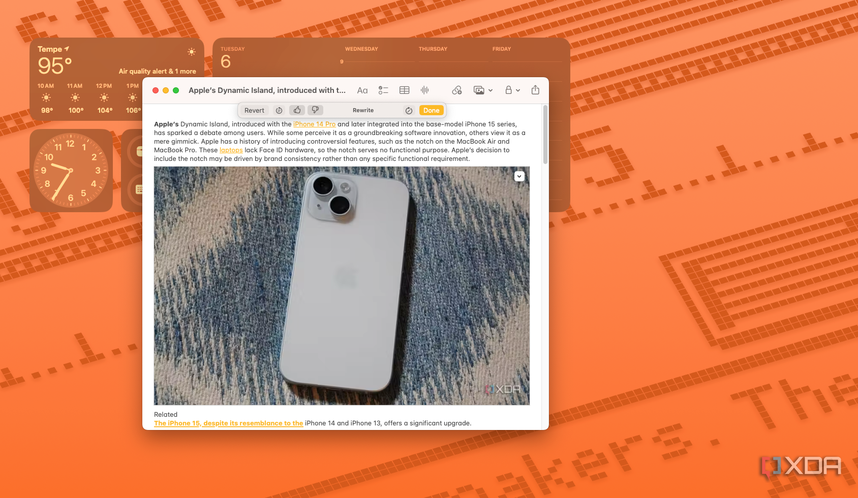 The rewrite function of Writing Tools in Apple Intelligence.