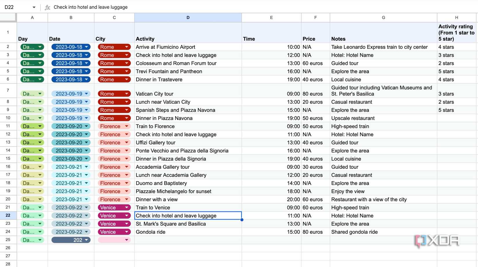 Google Sheets original file