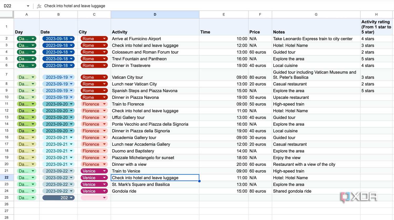 Google Sheets original file