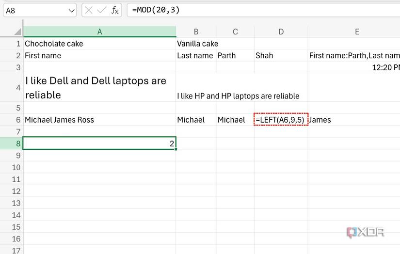 MODULUS function in Excel
