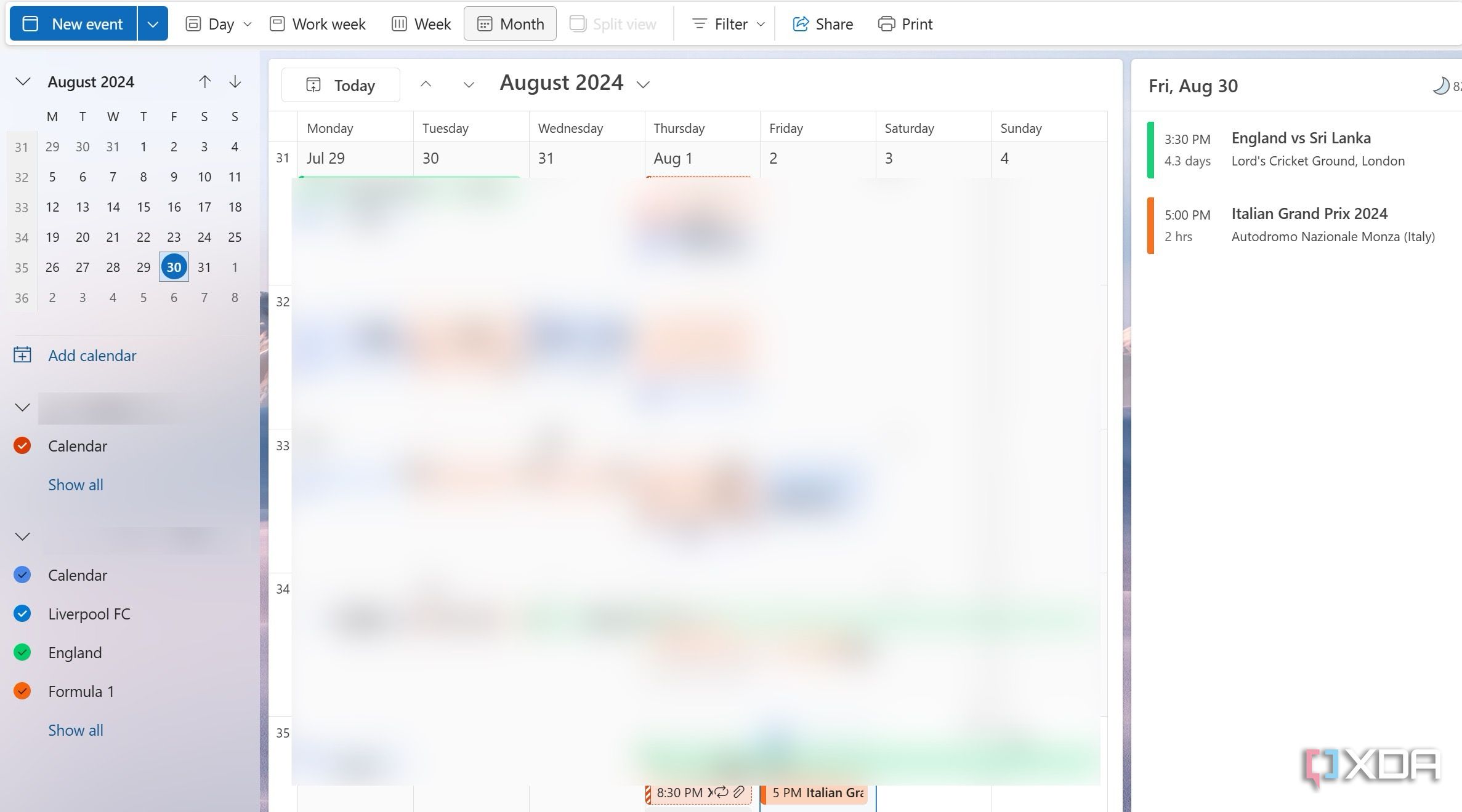 Outlook Calendar home