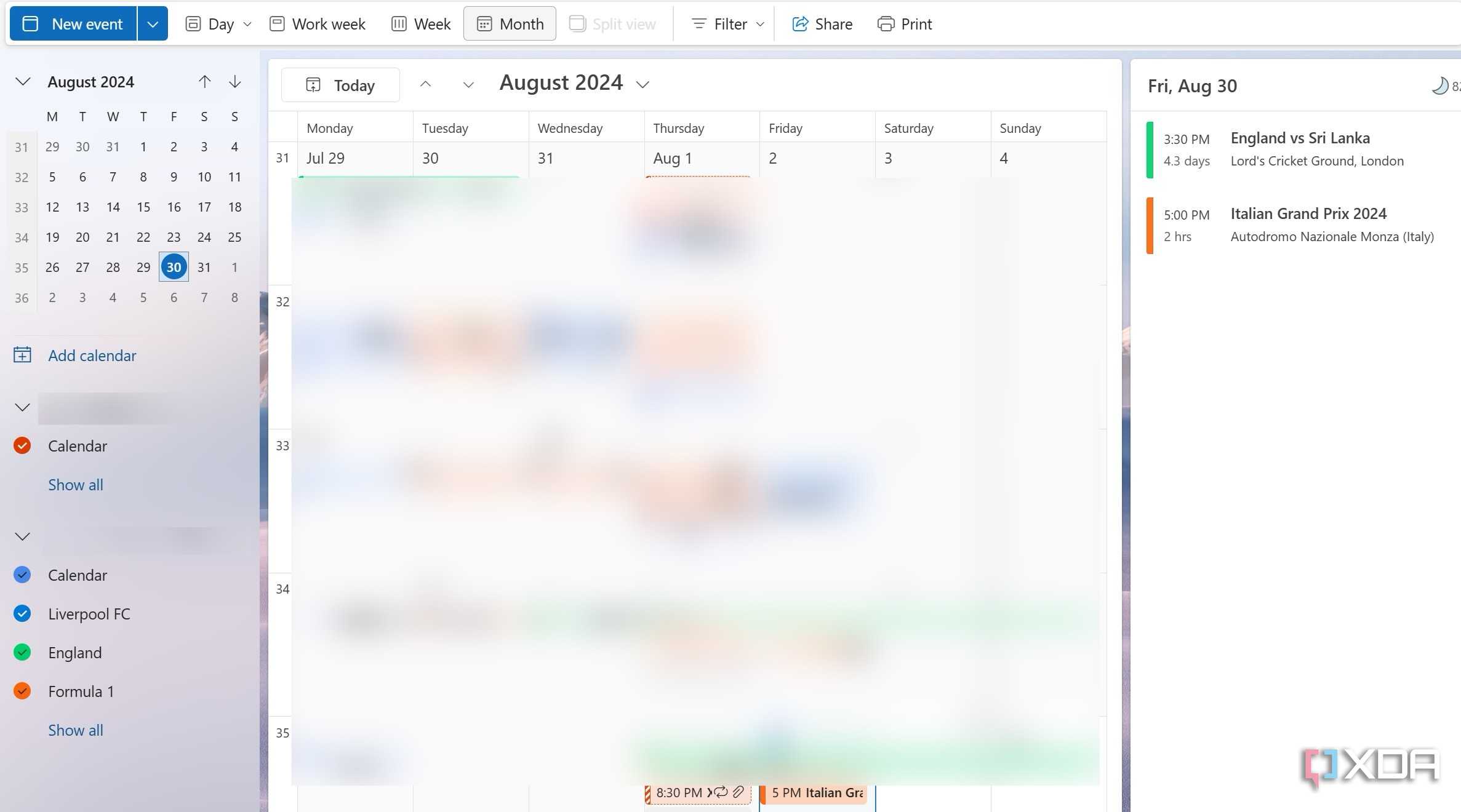 Outlook Calendar home