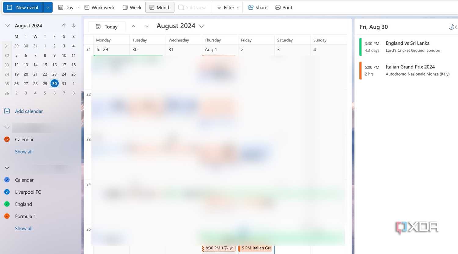 Outlook Calendar home
