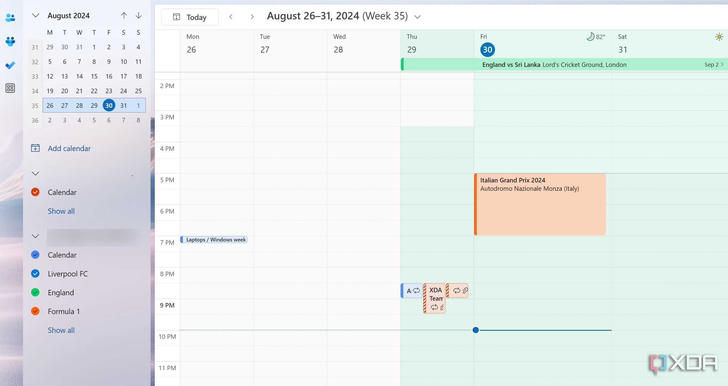 Outlook Calendar views