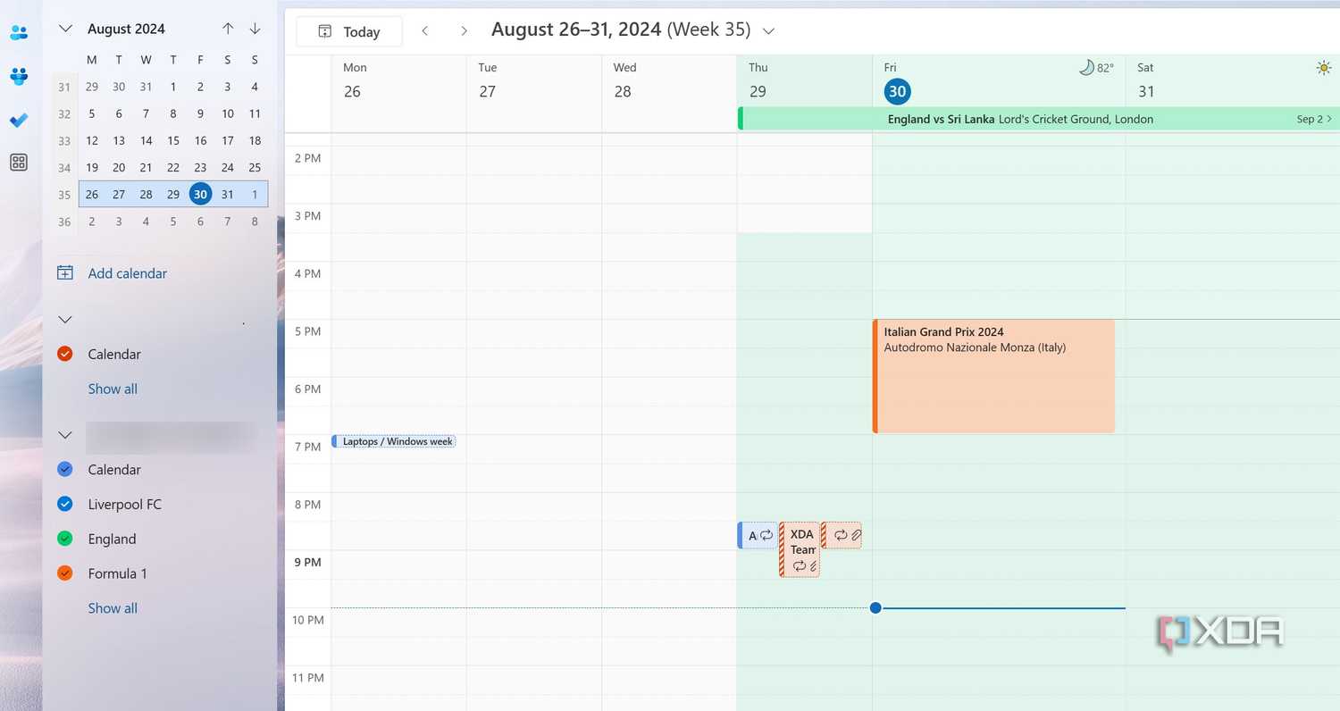 Outlook Calendar views
