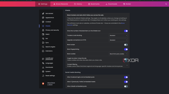 Screenshot of tracking blocker settings in Brave browser