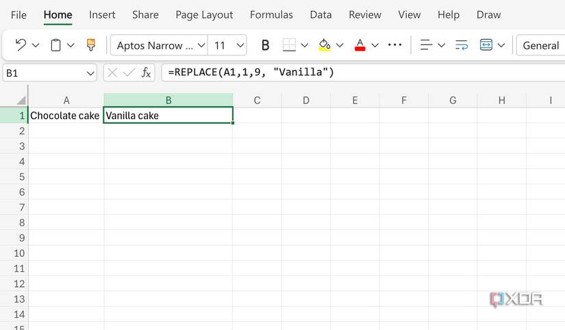 Replace function in Microsoft Excel