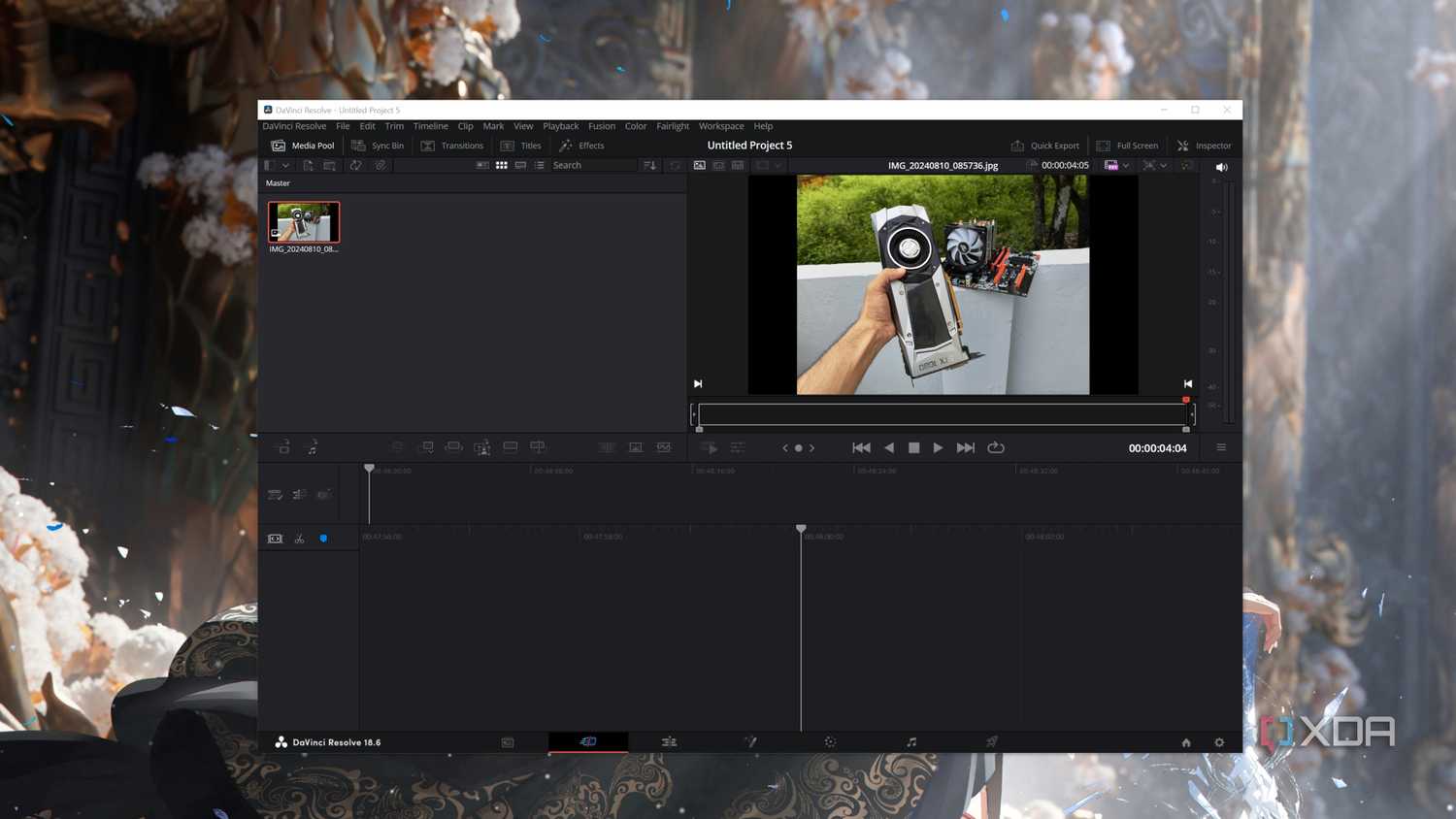 DaVinci Resolve running on a PC
