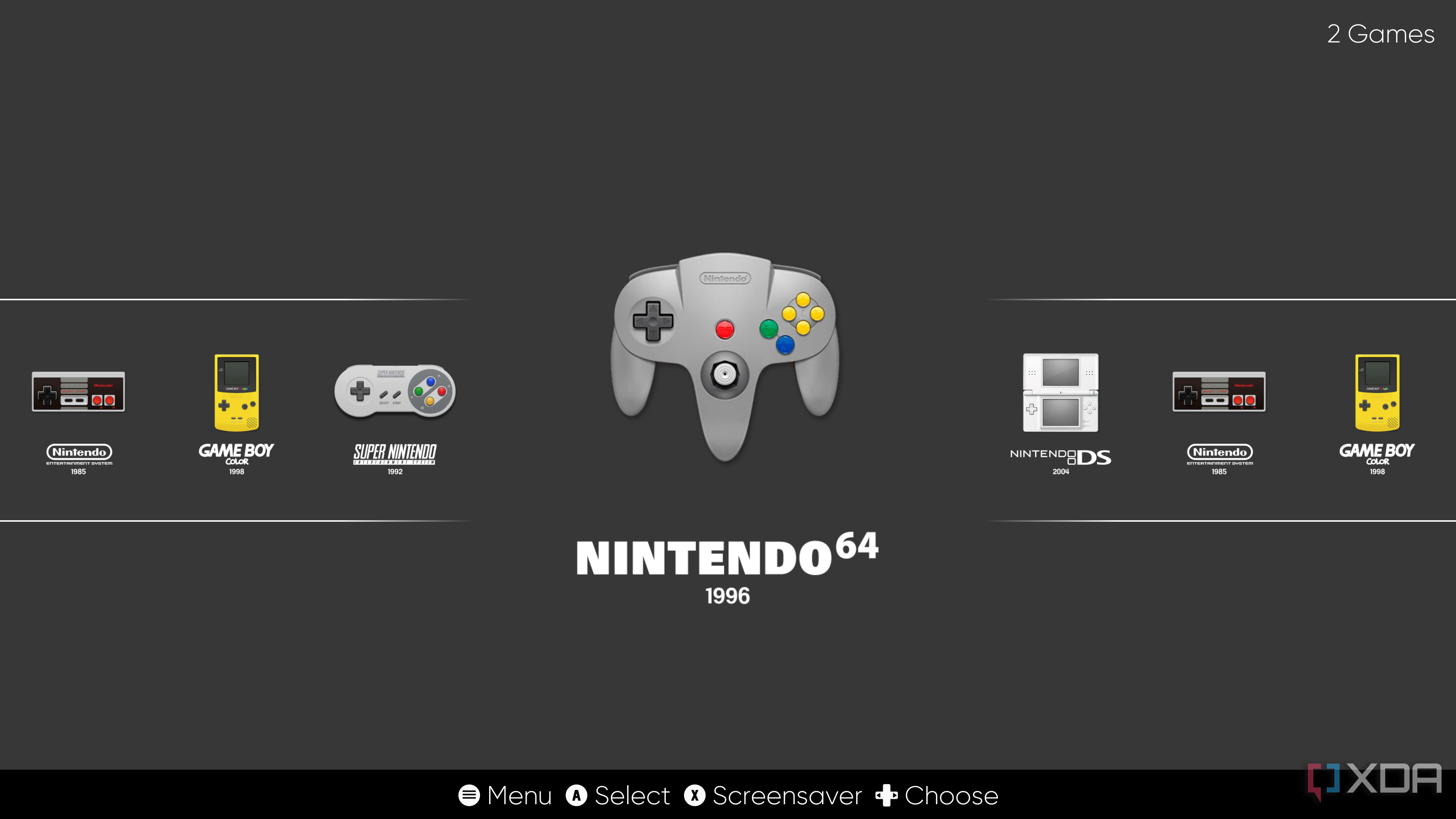 Screenshot of the EmulationStation home screen