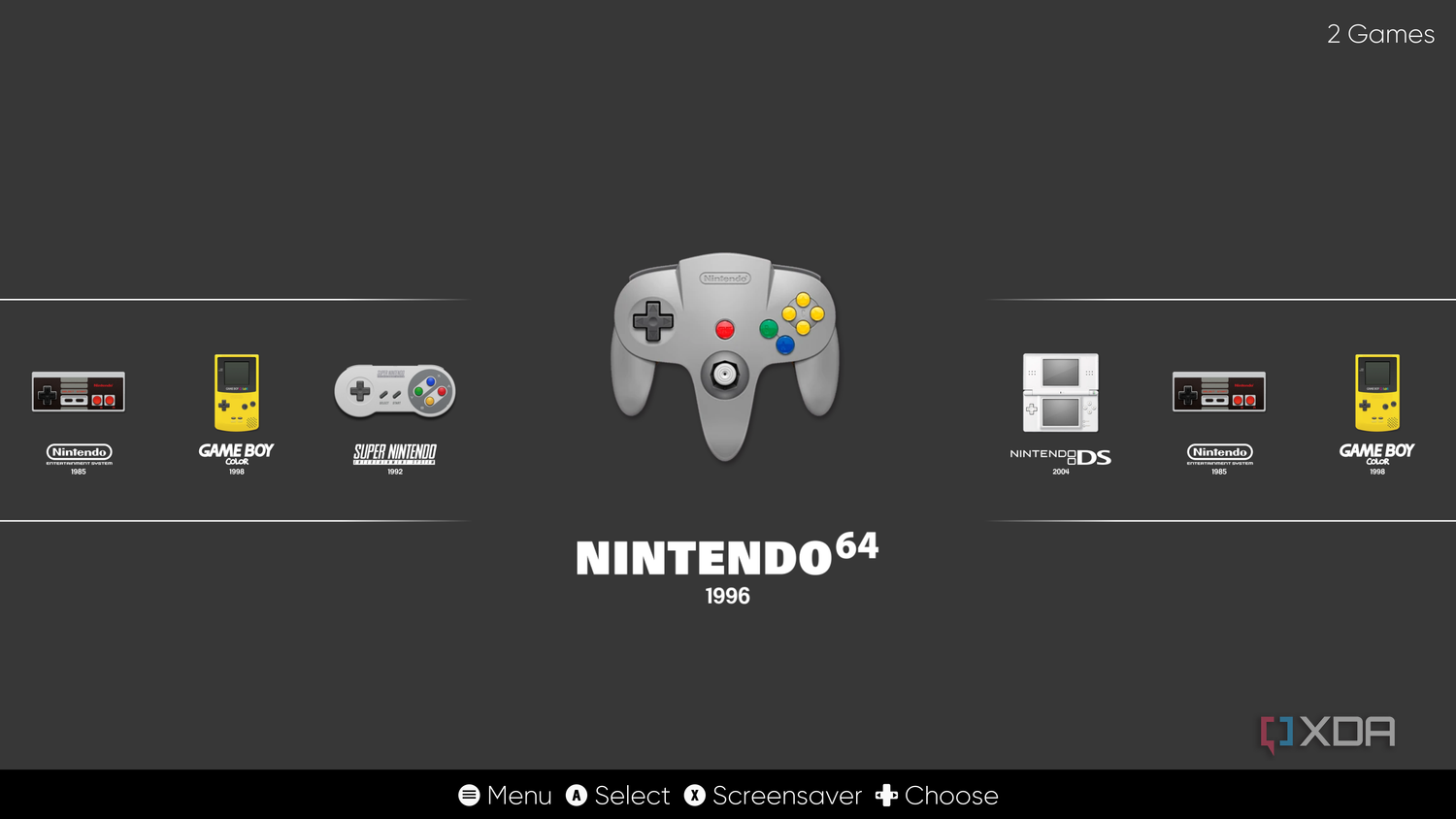 Screenshot of the EmulationStation home screen