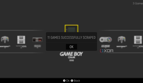 Screenshot of EmulationStation after scraping game data