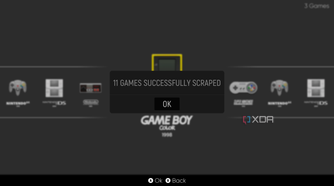 Screenshot of EmulationStation after scraping game data
