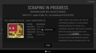 Screenshot of EmulationStation scraping data for installed games