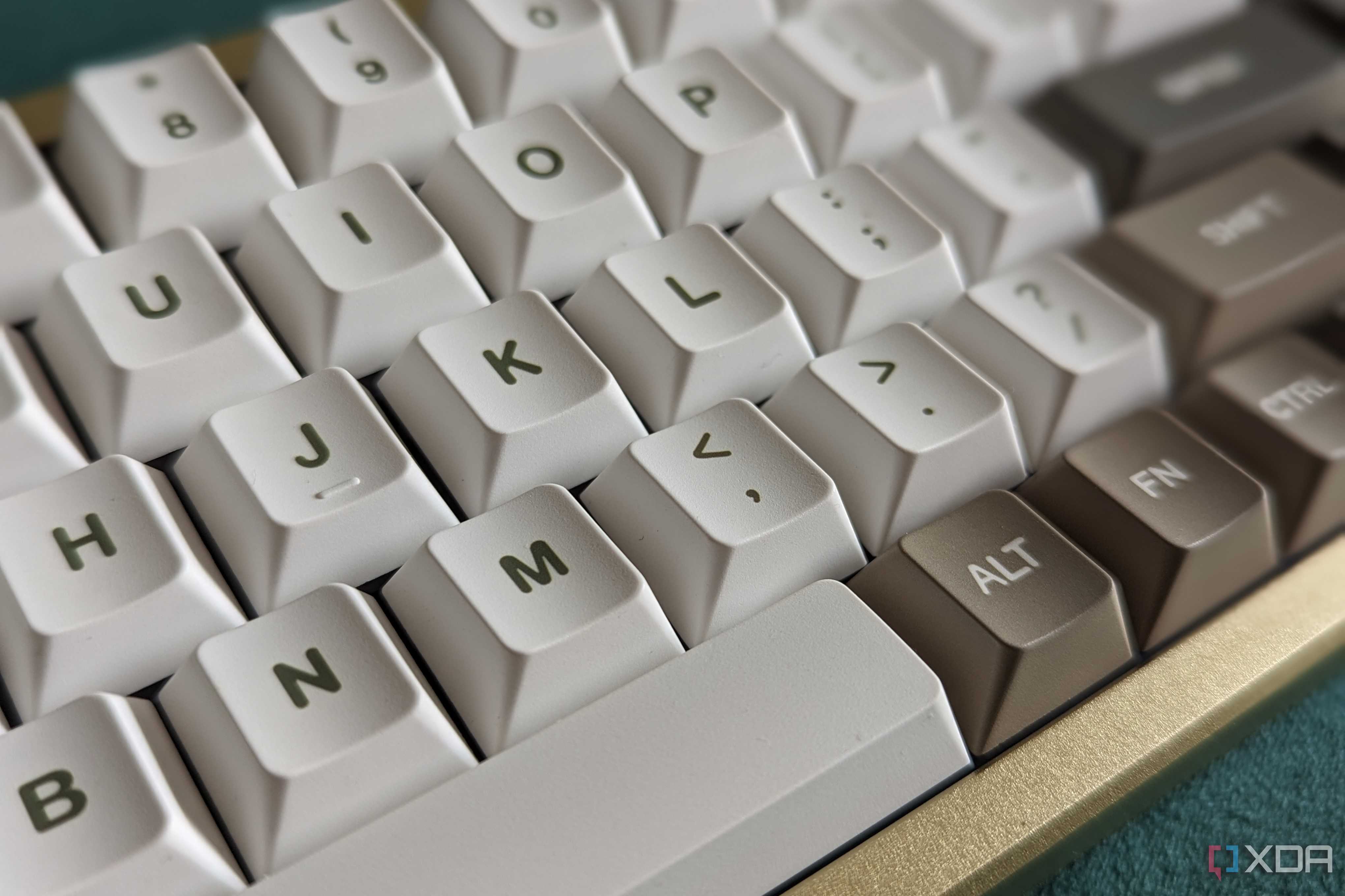 Close-up of white keyboard keycaps