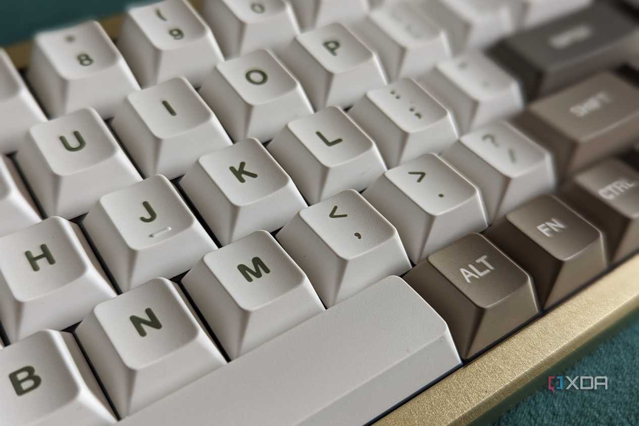 Close-up of white keyboard keycaps