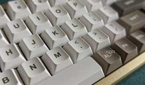 Close-up of white keyboard keycaps