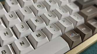 Close-up of white keyboard keycaps