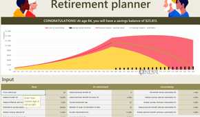 Retirement planner Excel template
