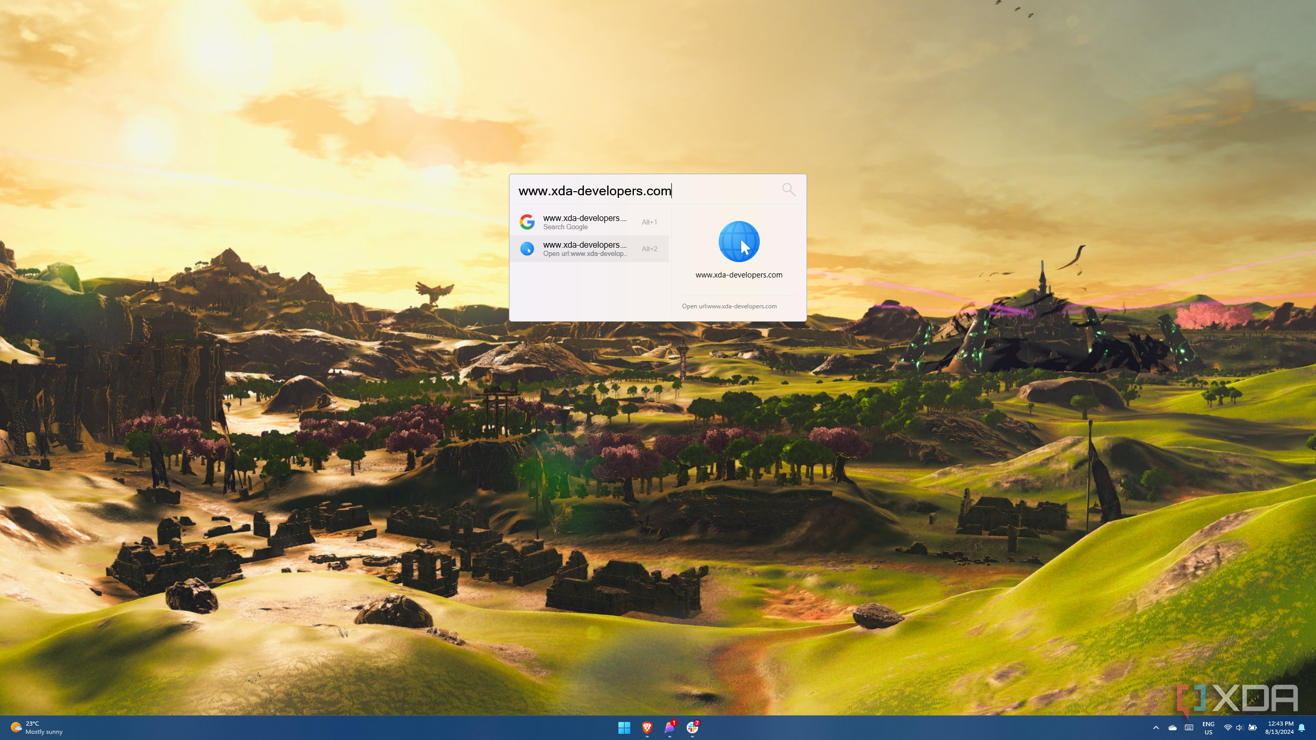 Screenshot of Flow Launcher with a URL entered into the search bar