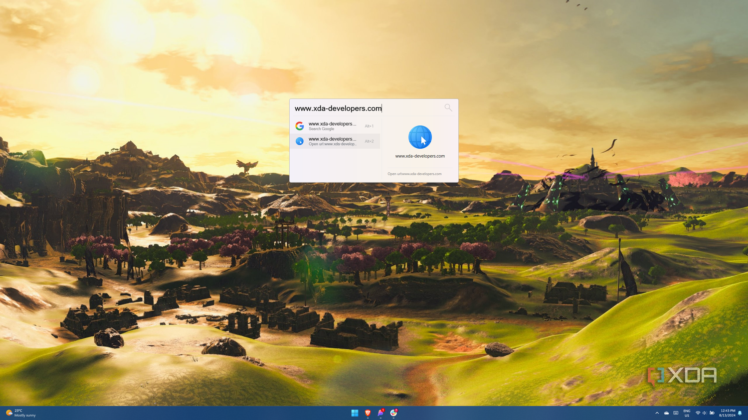 Screenshot of Flow Launcher with a URL entered into the search bar