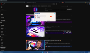 Screenshot of a YouTube search in Flow Launcher with a YouTube page open in the background showing the results for the search