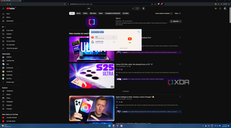 Screenshot of a YouTube search in Flow Launcher with a YouTube page open in the background showing the results for the search
