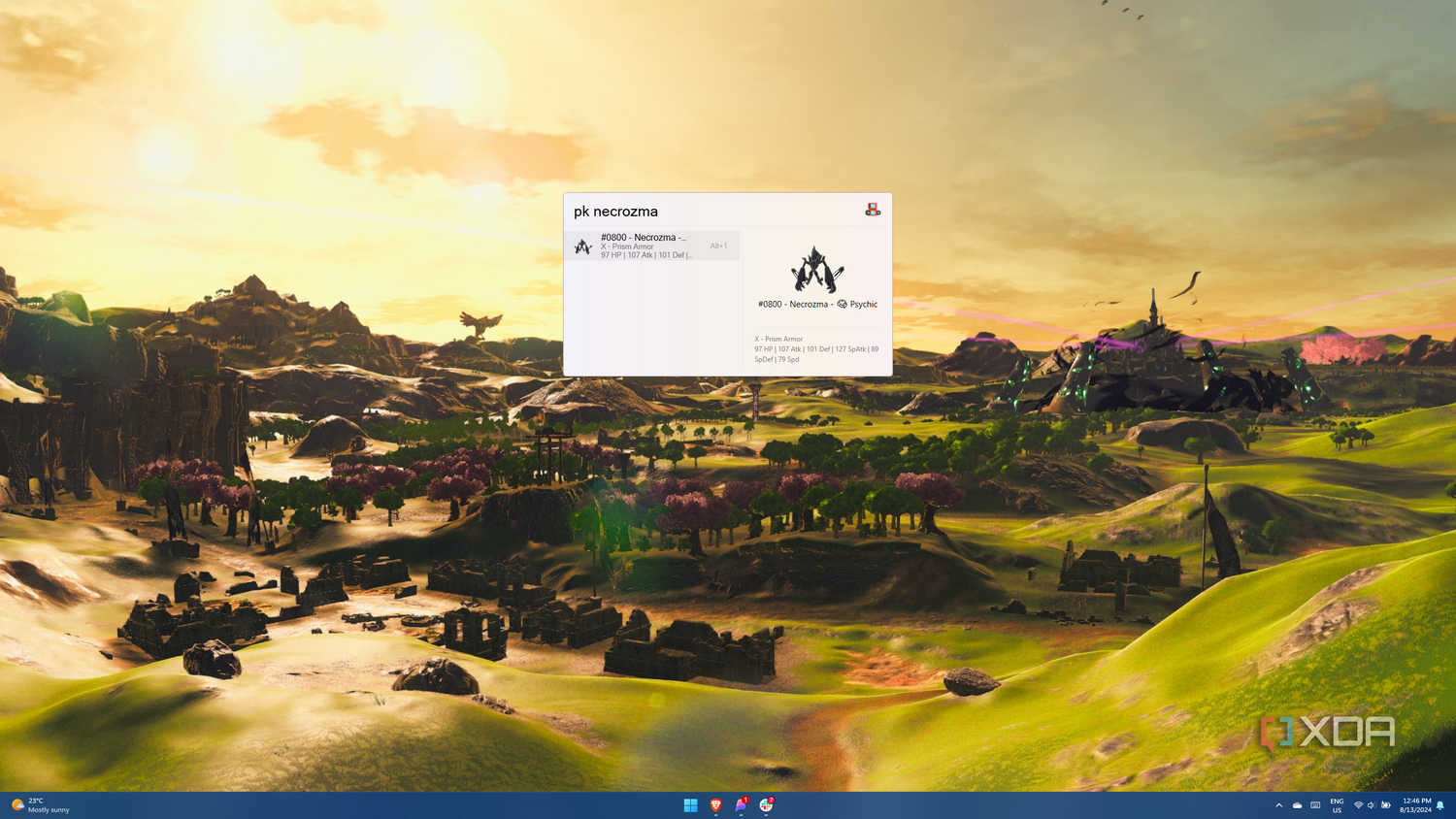Screenshot of Flow Launcher searching for a Pokémon using the Pokédex plugin