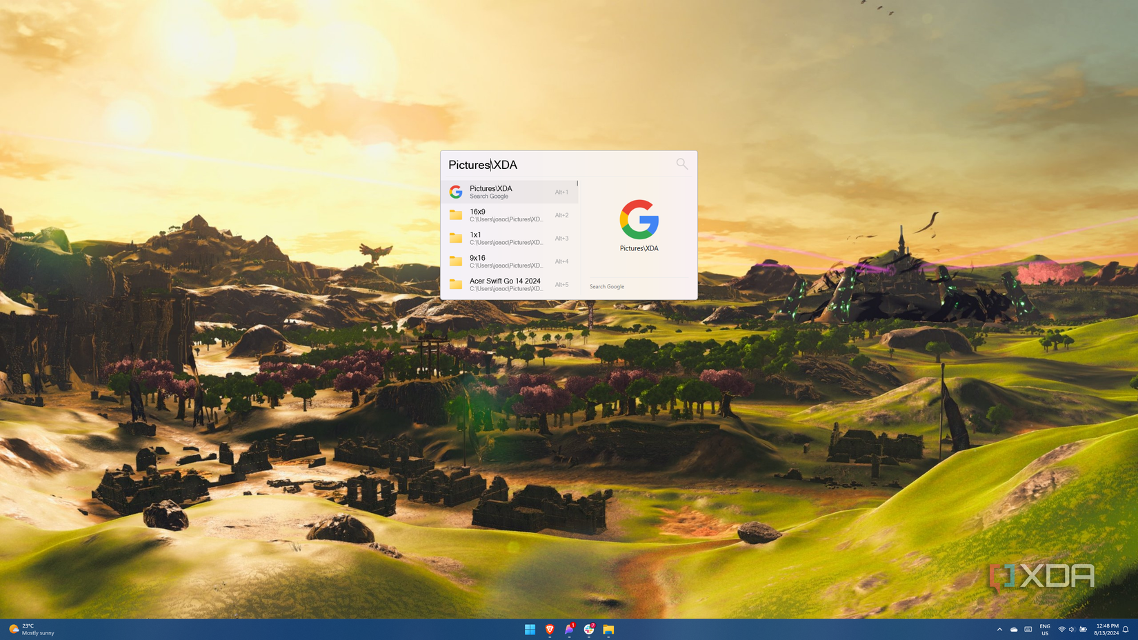 Screenshot of Flow launcher searching for a folder on the computer