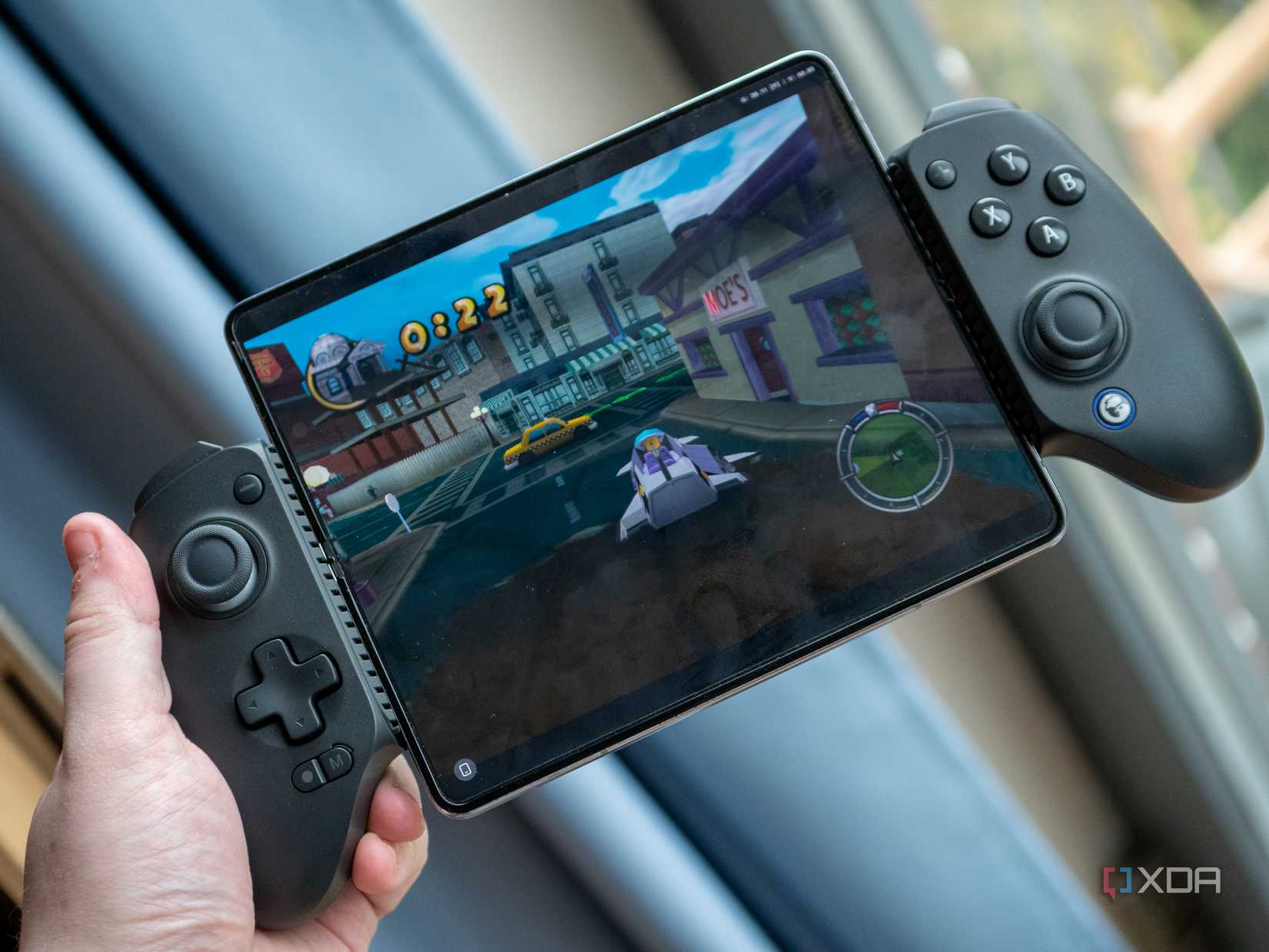 GameSir G8+ being used with Samsung Galaxy Z Fold 5 to play The Simpsons Hit & Run