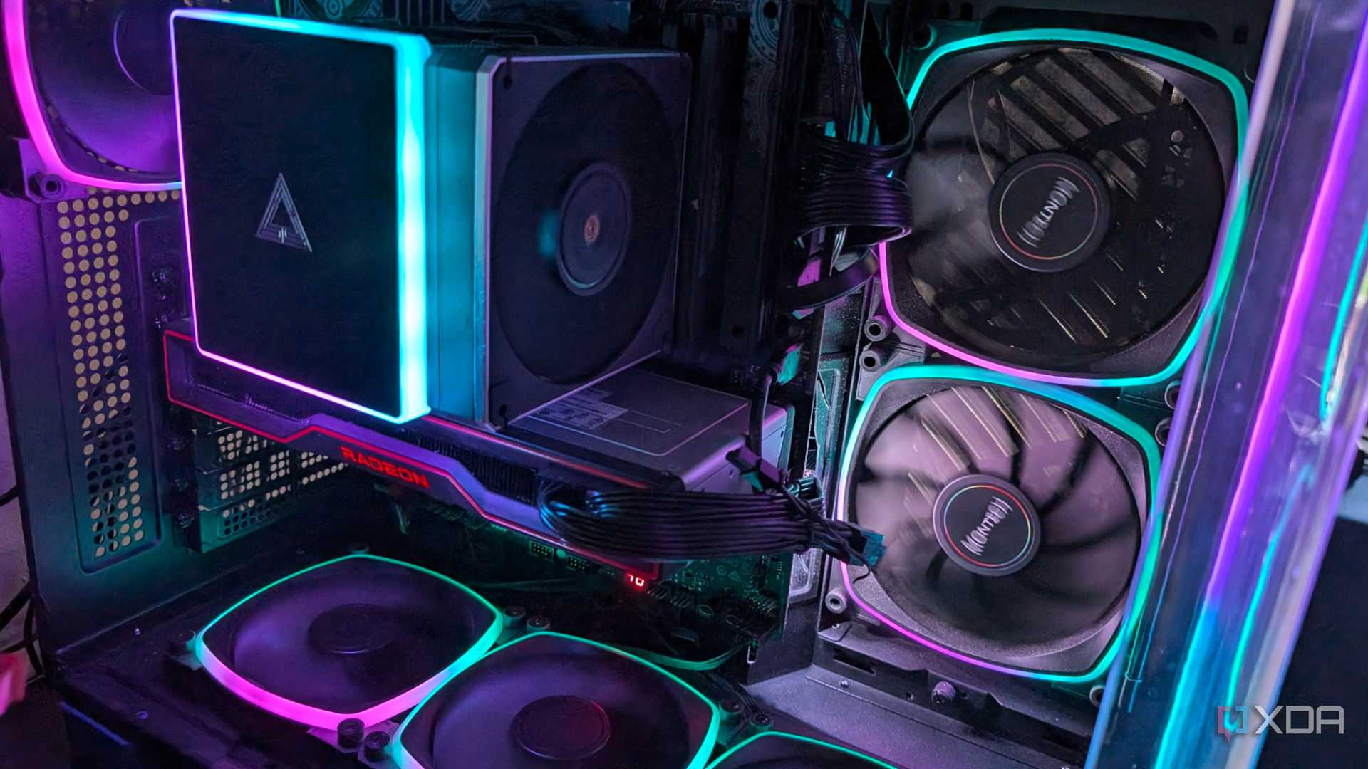 Image showing a gaming pc with rgb lighting and an amd gpu