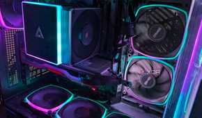 Image showing a gaming pc with rgb lighting and an amd gpu