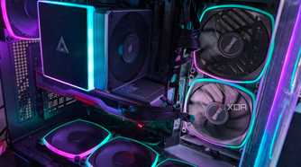 Image showing a gaming pc with rgb lighting and an amd gpu