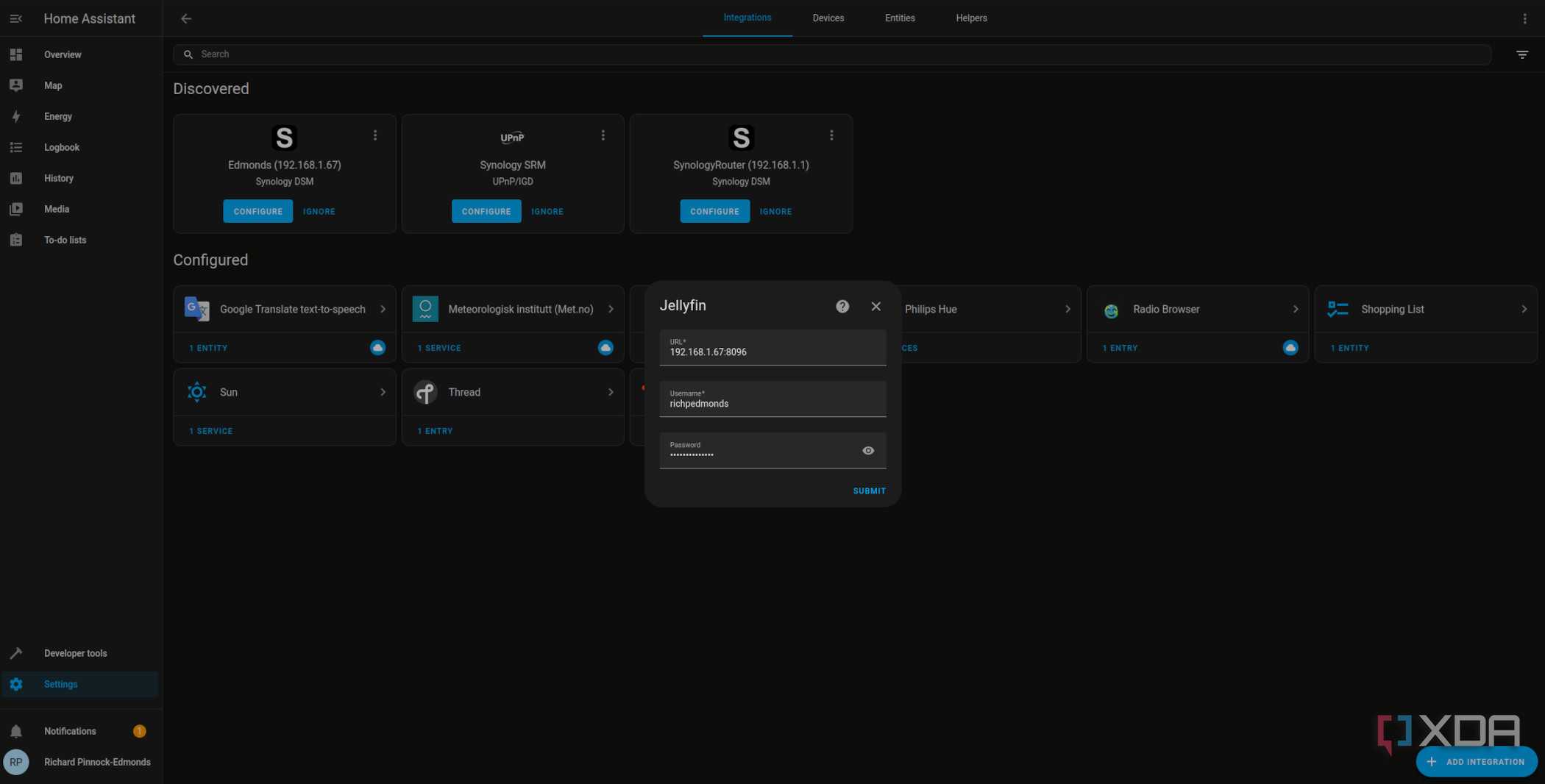 Logging into Jellyfin through Home Assistant