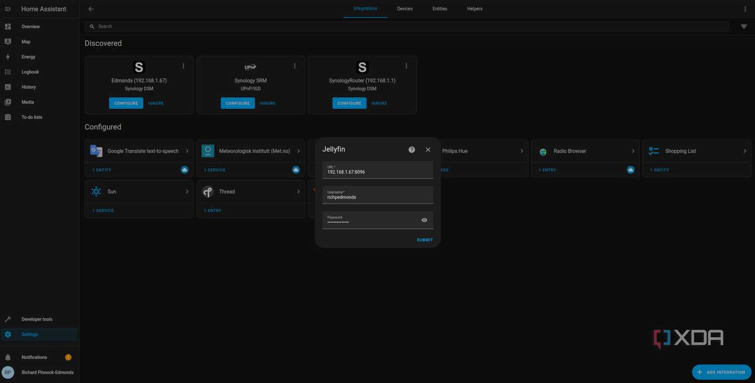 Logging into Jellyfin through Home Assistant