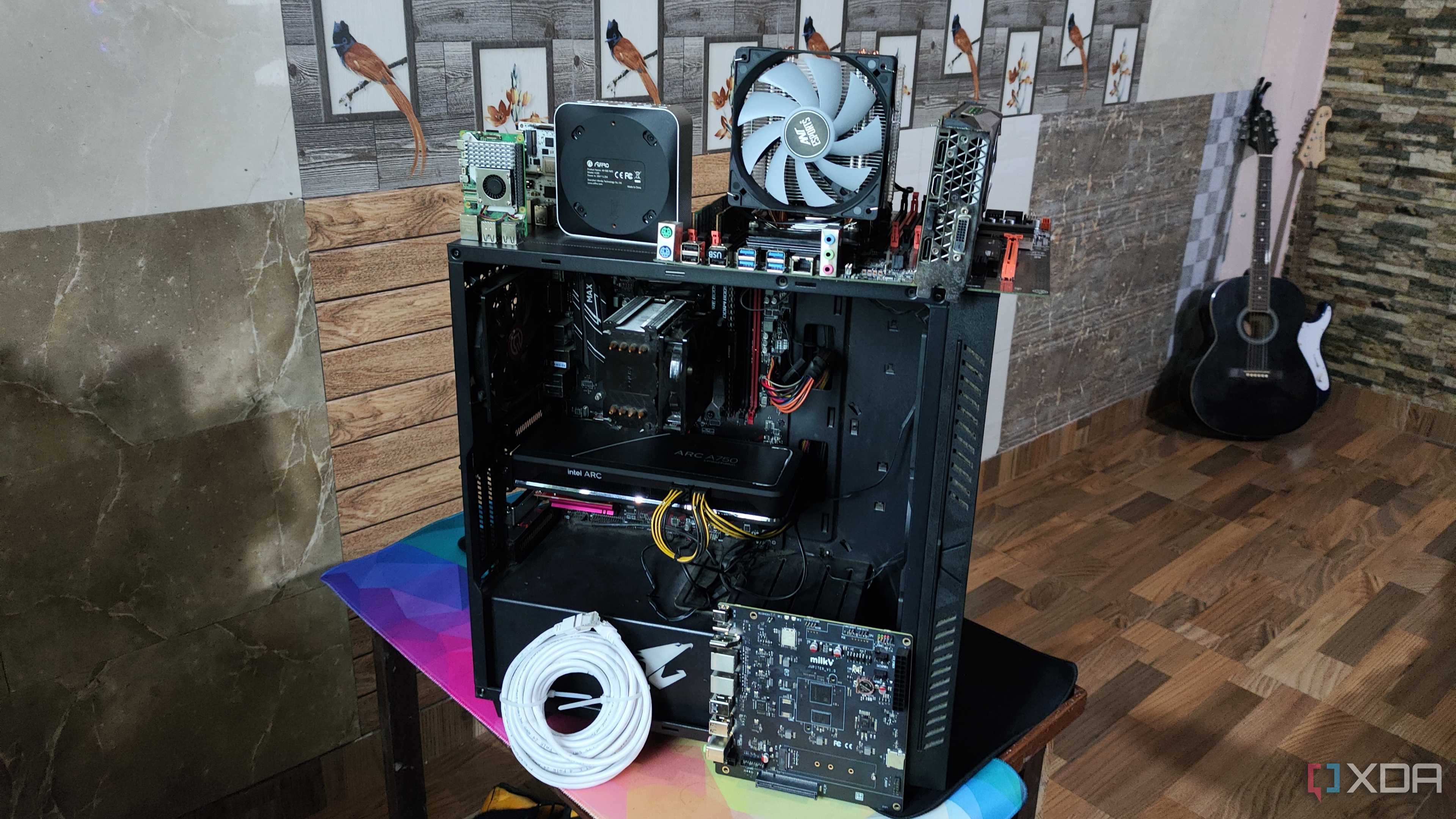 A set of home lab devices
