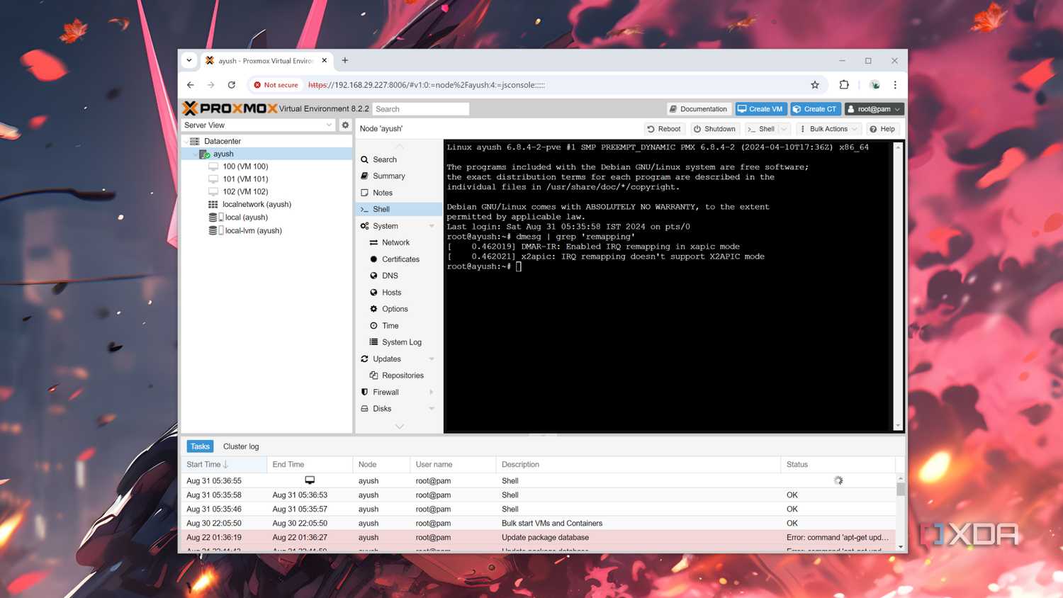 The command to check interrupt remapping in Proxmox
