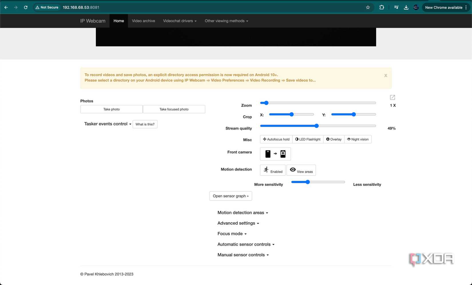 Running IP Webcam on Android