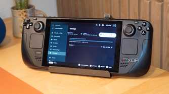 A Steam Deck on a Jsaux docking station.